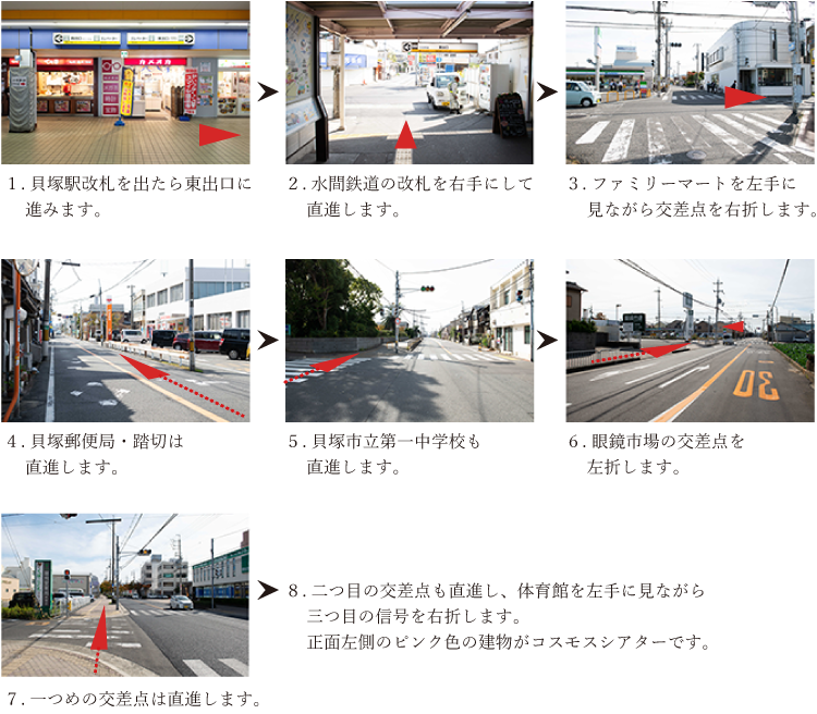 南海電鉄・貝塚駅よりコスモスシアターへの順路